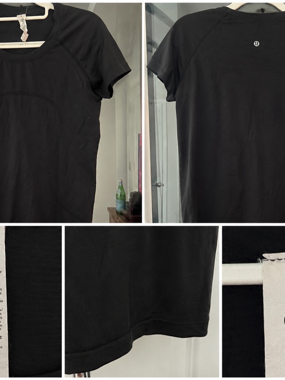 Women's Lululemon Black Crew Neck Short Sleeve Top